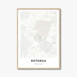 Impression de carte de Rotorua, cadeau de carte de Rotorua, affiche de Rotorua, oeuvre d'art de plan de la ville pour la maison et le bureau, Nouvelle-Zélande