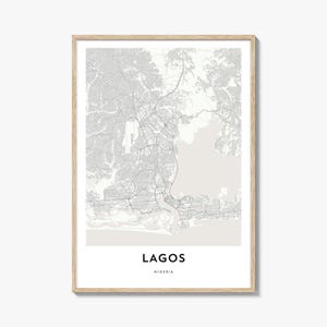 Map of Lagos Nigeria Print, Lagos Map Gift, Lagos Poster, City Map Artwork for Home & Office,