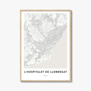 Impressão do mapa de L'Hospitalet de Llobregat, presente do mapa de L'Hospitalet de Llobregat, pôster de L'Hospitalet de Llobregat, Espanha