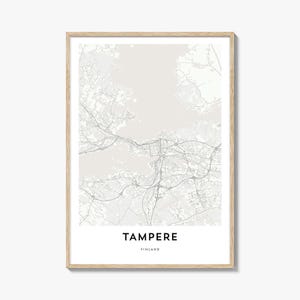Map of Tampere Print, Tampere Map Gift, Tampere Poster, City Map Artwork for Home & Office, Finland
