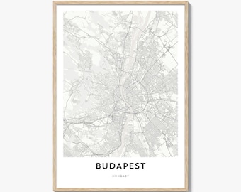 Budapest Map Poster Print, Hungary Wall Art, Magyarország Decor, Danube City Street Artwork
