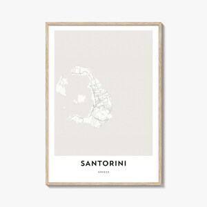 Karte von Santorini Print, Santorini Karte Geschenk, Santorini Poster, Stadt Karte Kunstwerk für Zuhause & für das Büro, Griechenland