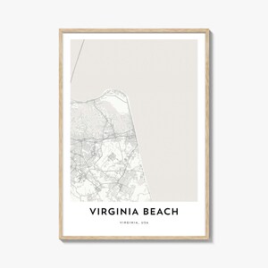 Impression de carte de Virginia Beach, cadeau carte de Virginia Beach, affiche de Virginia Beach, oeuvre d'art de plan de la ville pour la maison et le bureau, Virginie