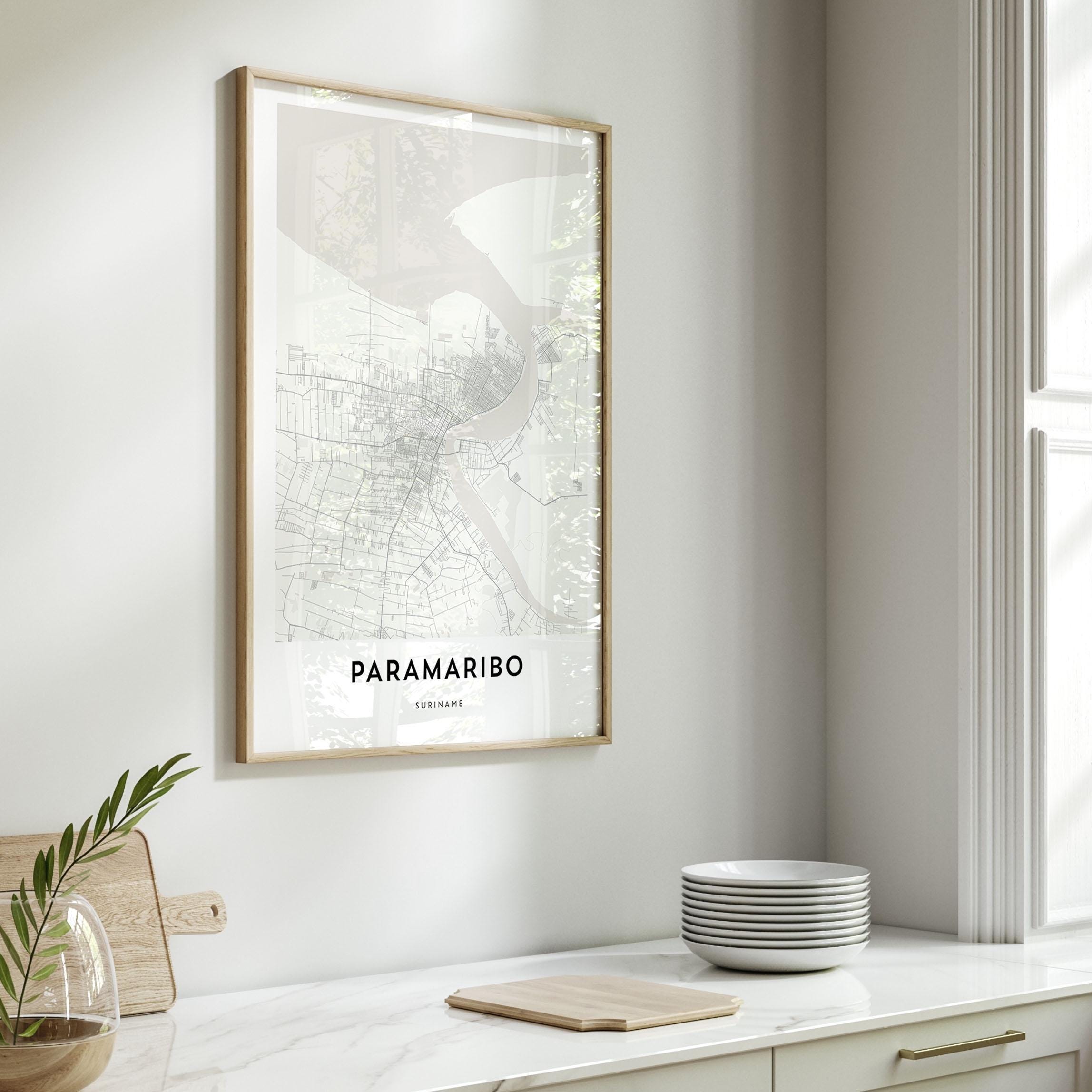 Map of Paramaribo Print, Paramaribo Map Gift, Paramaribo Poster, City ...