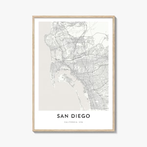 San Diego Map Print: Cityscape Wall Art, California Home Decor