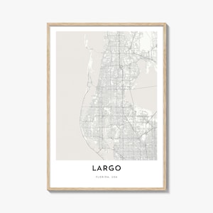Map of Largo Print, Largo Map Gift, Largo Poster, City Map Artwork for Home & Office, Florida