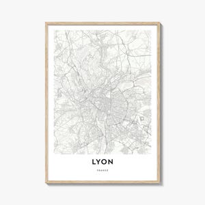 Map of Lyon Print, Lyon Map Gift, Lyon Poster, City Map Artwork for Home & Office, France