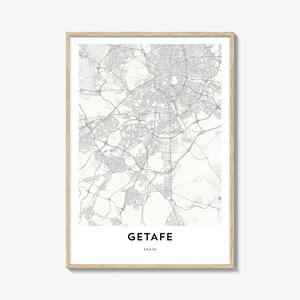 Impresión del mapa de Getafe, regalo del mapa de Getafe, póster de Getafe, obra de arte del mapa de la ciudad para el hogar y la oficina, España