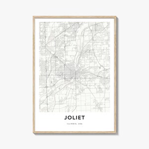 Map of Joliet Print, Joliet Map Gift, Joliet Poster, City Map Artwork for Home & Office, Illinois