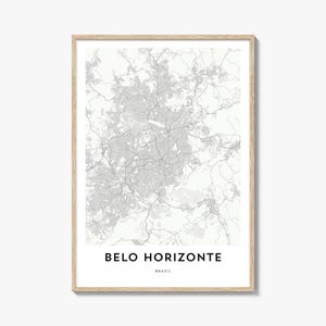 Impresión del mapa de Belo Horizonte, regalo del mapa de Belo Horizonte, póster de Belo Horizonte, obra de arte del mapa de la ciudad para el hogar y la oficina, Brasil