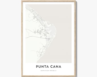 Punta Cana Map Poster Print, Dominican Republic Wall Art, Caribbean Decor, Bavaro City Street