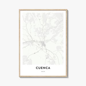 Impresión del mapa de Cuenca, España, regalo del mapa de Cuenca, póster de Cuenca, obra de arte del mapa de la ciudad para el hogar y la oficina,