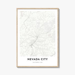 Impression de carte de la ville du Nevada, cadeau carte de la ville du Nevada, affiche de la ville du Nevada, oeuvre d'art de carte de la ville pour la maison et le bureau, Californie
