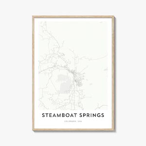Map of Steamboat Springs Print, Steamboat Springs Map Gift, Steamboat Springs Poster, City Map Artwork for Home & Office, Colorado