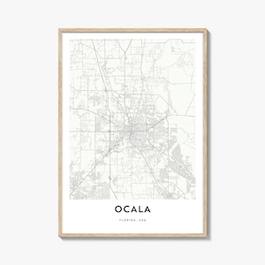 Ocala Florida Map Print: Cityscape Home & Office Wall Art