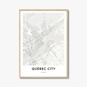 Impression de carte de la ville de Québec, cadeau carte de la ville de Québec, affiche de la ville de Québec, oeuvre d'art de plan de la ville pour la maison et le bureau, Canada