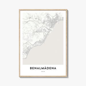 Benalmadena Karte Print, Benalmadena Karte Geschenk, Benalmadena Poster, Stadt Karte Kunstwerk für Zuhause & für das Büro, Spanien