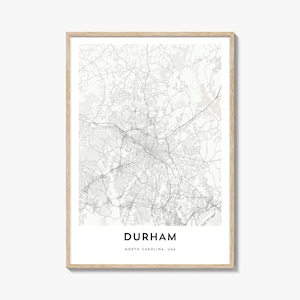 Map of Durham Print, Durham Map Gift, Durham Poster, City Map Artwork for Home & Office, North Carolina