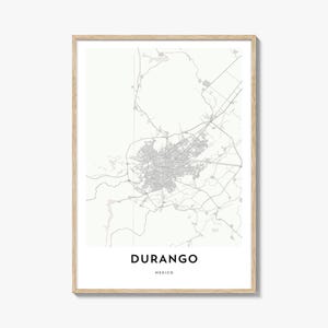 Map of Durango Mexico Print, Durango Map Gift, Durango Poster, City Map Artwork for Home & Office,