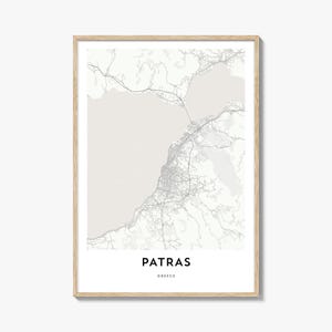 Karte von Patras Print, Patras Karte Geschenk, Patras Poster, Stadt Karte Kunstwerk für Zuhause & im Büro, Griechenland