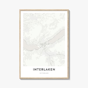 Map of Interlaken Print, Interlaken Map Gift, Interlaken Poster, City Map Artwork for Home & Office, Switzerland