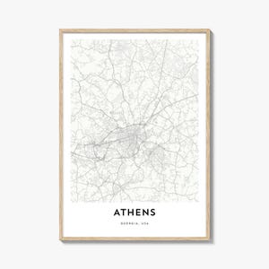 Map of Athens Georgia Print, Athens Map Gift, Athens Poster, City Map Artwork for Home & Office,