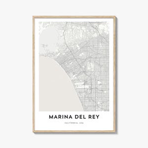 Marina Del Rey Map Poster Print, California Wall Art, LA Decor, USA City Street