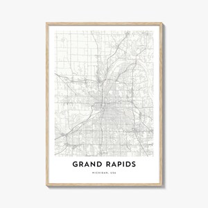 Stampa della mappa di Grand Rapids: Mappa artistica della città del Michigan