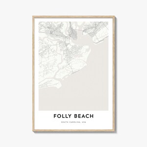 Map of Folly Beach Print, Folly Beach Karte Geschenk, Folly Beach Poster, Stadt Karte Kunstwerk für Zuhause & für das Büro, South Carolina