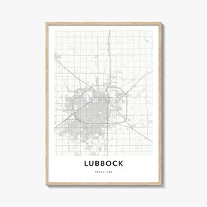 Lubbock Texas Map Print: Cityscape Home & Office Art