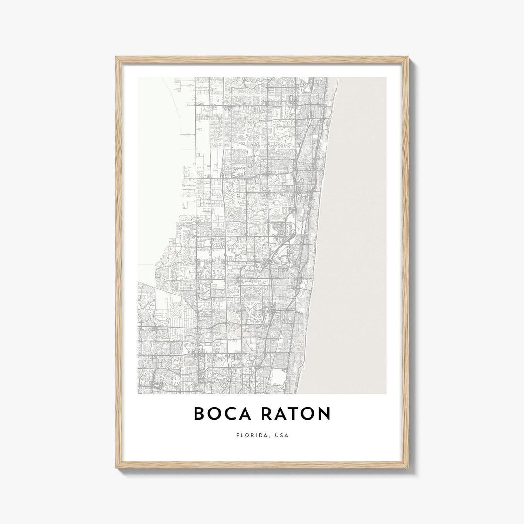 Boca Raton Map Poster Print, Florida Wall Art, USA Decor, Palm Beach ...