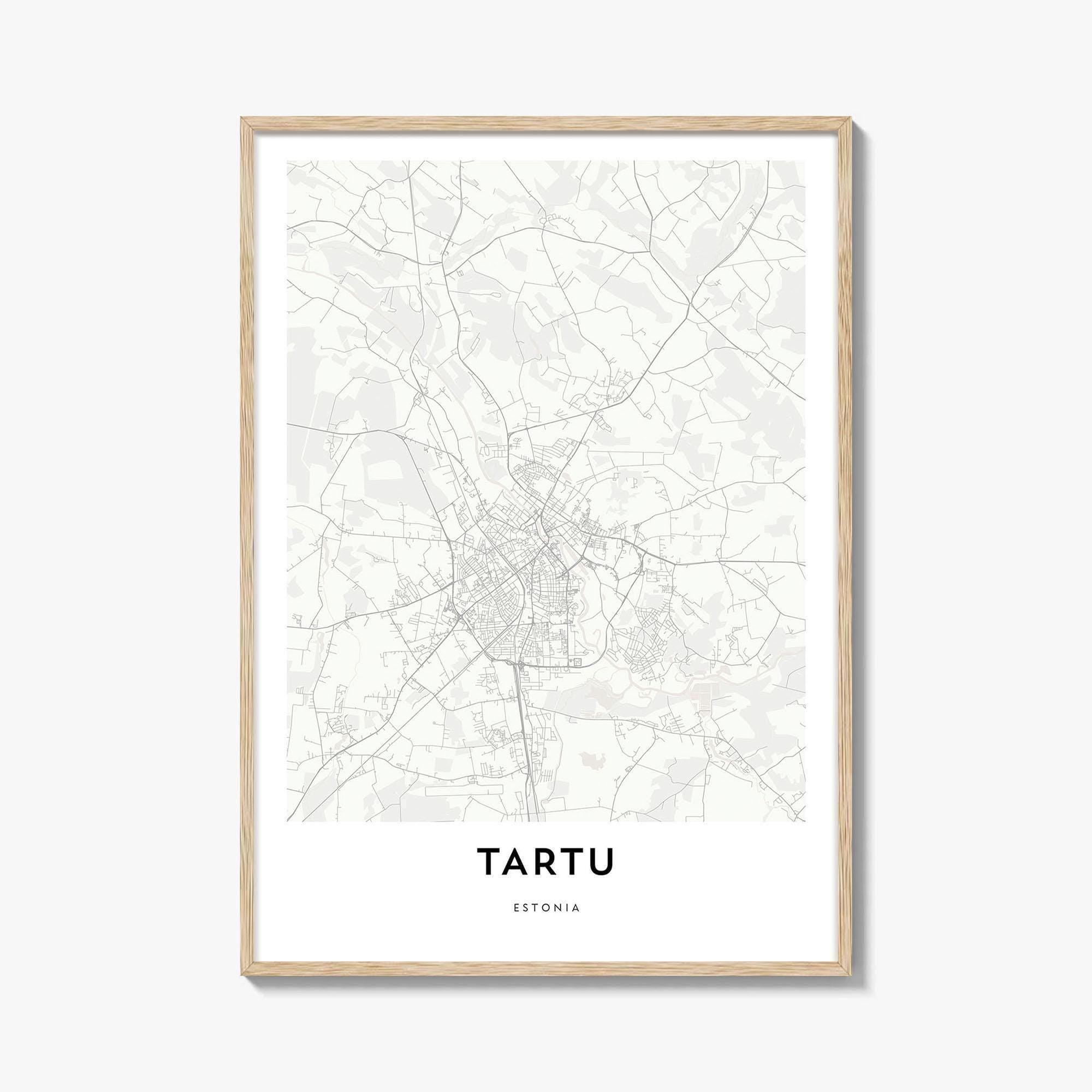 Map of Tartu Print, Tartu Map Gift, Tartu Poster, City Map Artwork for Home & Office, Estonia