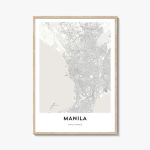 Impression de carte de Manille, cadeau de carte de Manille, affiche de Manille, oeuvre d'art de plan de la ville pour la maison et le bureau, Philippines