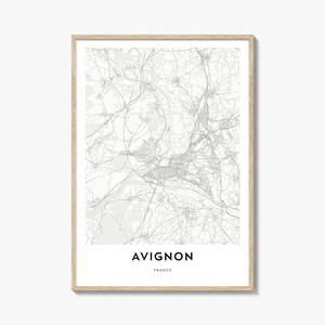Karte von Avignon Print, Karte Geschenk, Avignon Poster, Stadt Karte Kunstwerk für Zuhause & für das Büro, Frankreich