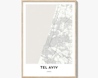 Tel Oriental Karte Poster Druck, Israel Wand Kunst, Mittlerer Osten Dekor, Mediterrane Stadtstraße