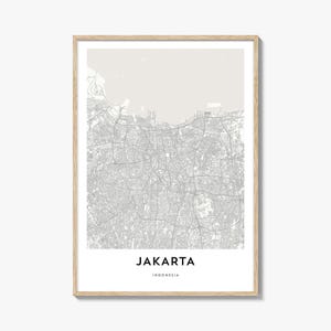 Jakarta Map Poster Print, Indonesia Wall Art, Java Decor, Southeast Asia City Street Artwork