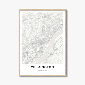 Mapa de Wilmington Delaware Impressão, presente de mapa de Wilmington, pôster de Wilmington, arte de mapa da cidade para casa e escritório,