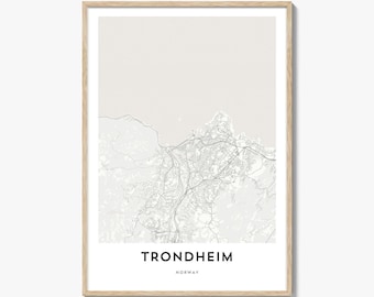 Trondheim Map Poster Print, Norway Wall Art, Scandinavian Decor, Nidaros City Street Artwork