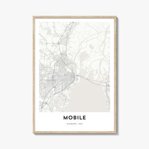 Mobile Alabama Map Print: Cityscape Home & Office Art