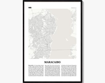 Maracaibo-Stadtplan als Kunstdruck, Zeitungsposter, Wanddekoration für Stadtreisende