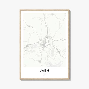 Impresión de mapa de Jaén, regalo de mapa de Jaén, póster de Jaén, obra de arte de mapa de la ciudad para el hogar y la oficina, España