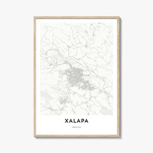 Karte von Xalapa Print, Xalapa Karte Geschenk, Xalapa Poster, Stadt Karte Kunstwerk für Zuhause & für das Büro, Mexiko
