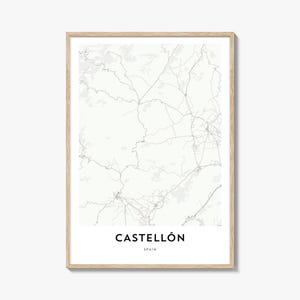 Karte Castellón Print, Castellón Karte Geschenk, Castellón Poster, Stadtkarte Kunstwerk für Zuhause & für das Büro, Spanien