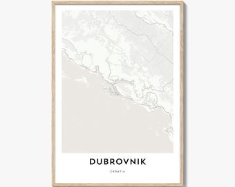 Map of Dubrovnik Print, Dubrovnik Map Gift, Dubrovnik Poster, City Map Artwork for Home & Office, Croatia