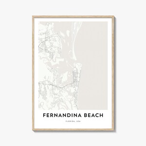 Impresión del mapa de Fernandina Beach: Arte del mapa de la ciudad de Florida