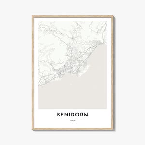 Karte von Benidorm Print, Benidorm Karte Geschenk, Benidorm Poster, Stadt Karte Kunstwerk für Zuhause & für das Büro, Spanien