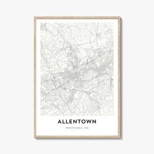 Map of Allentown Print, Allentown Map Gift, Allentown Poster, City Map Artwork for Home & Office, Pennsylvania