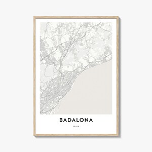 Impresión del mapa de Badalona, regalo del mapa de Badalona, póster de Badalona, obra de arte del mapa de la ciudad para el hogar y la oficina, España