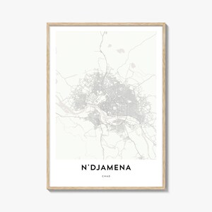 Mapa de Ndjamena Impressão, Mapa de Ndjamena Presente, Pôster de Ndjamena, Arte de Mapa da Cidade para Casa e Escritório, Chade