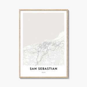 Karte von San Sebastian Print, San Sebastian Karte Geschenk, San Sebastian Poster, Stadt Karte Kunstwerk für Zuhause & für das Büro, Spanien